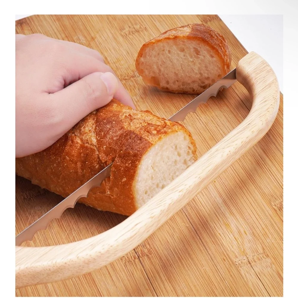 Wooden Bow Handle Bread Knife NEW‎